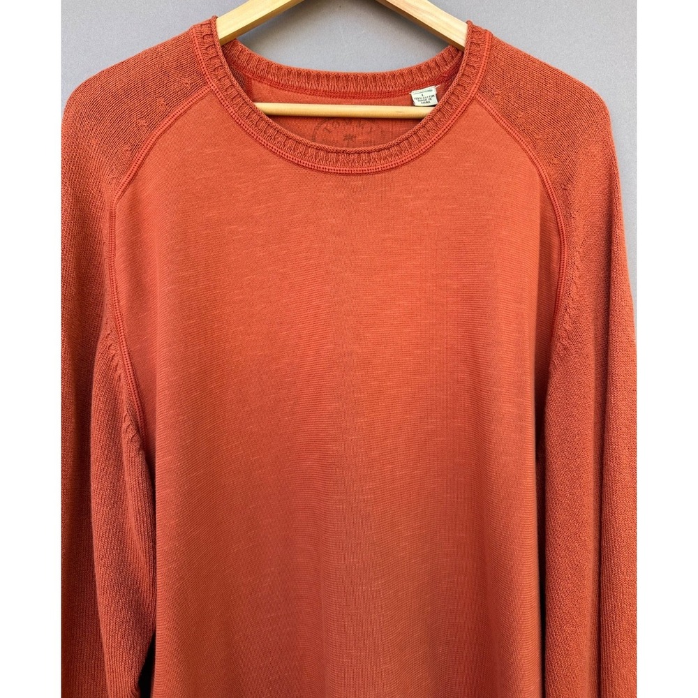 Tommy Bahama Men's L Burnt Orange Crewneck Sweater‎ 100% Cotton Knit Pullover - Picture 2 of 8